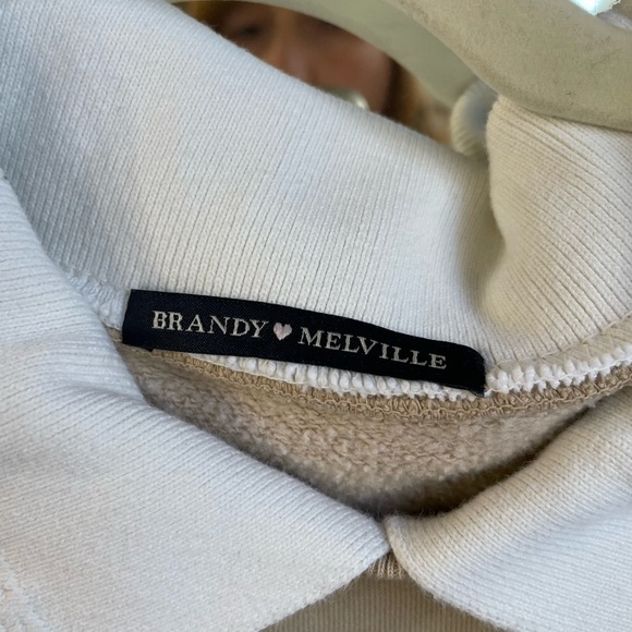 John Galt Brandy Melville Collared Oversized Tan Sweatshirt - Picture 3 of 3